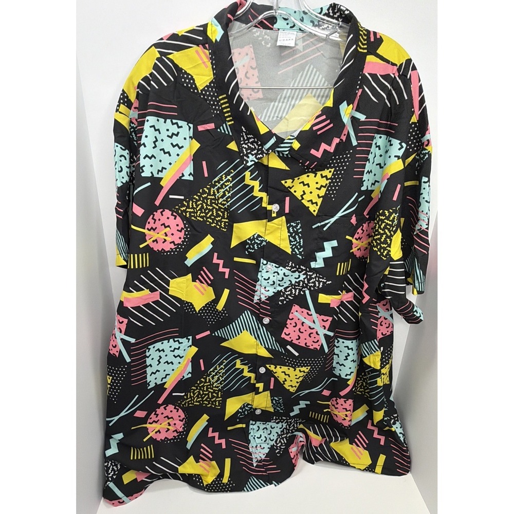 Mens Abstract Shirt Geometric Saved By The Bell Theme Size 3XL - '90s Party Look - Picture 6 of 14